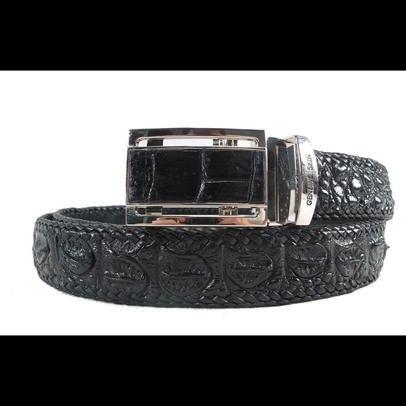 PELGIO Genuine Crocodile Belly Skin Leather Luxury Waist Belt 40/" Grey Auto Lock